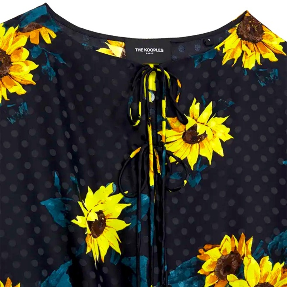 The Kooples Sunflower Print Silk-Blend Dress – Size M – New Condition - Picture 4 of 7